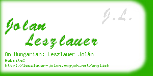 jolan leszlauer business card